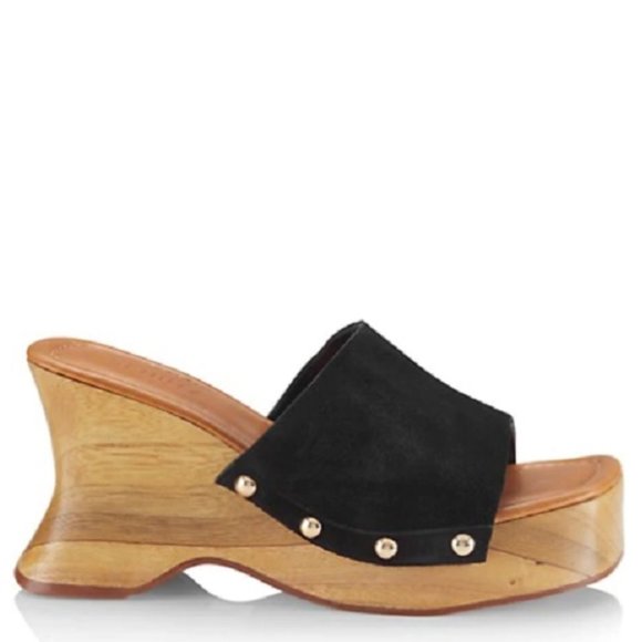 $89 *NWT* SCHUTZ Black Suede Clogs - Picture 1 of 2